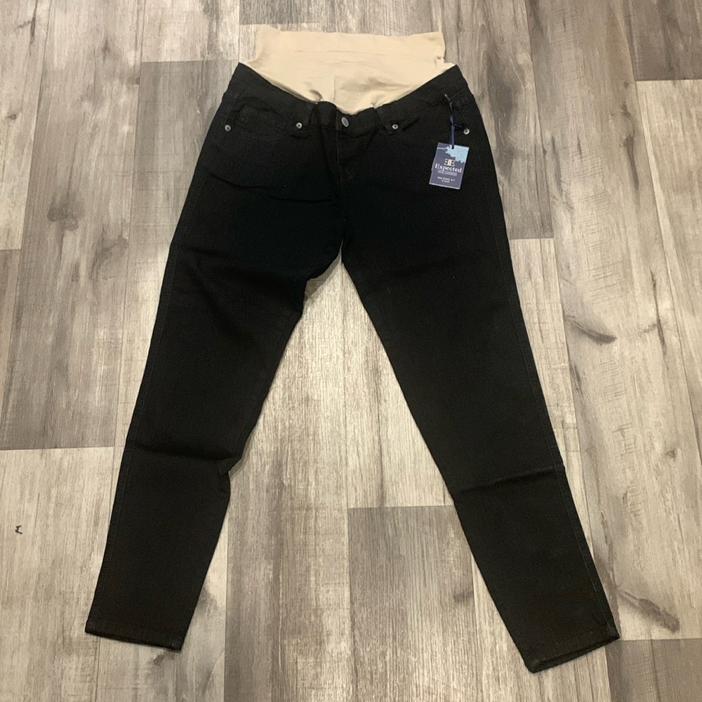 Expected By Lilac NWT Maternity Skinny Black Crossover Denim Jeans Medium
